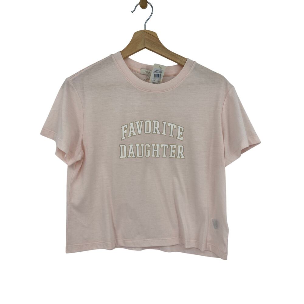 Favorite Daughter light pink logo boxy crop tee